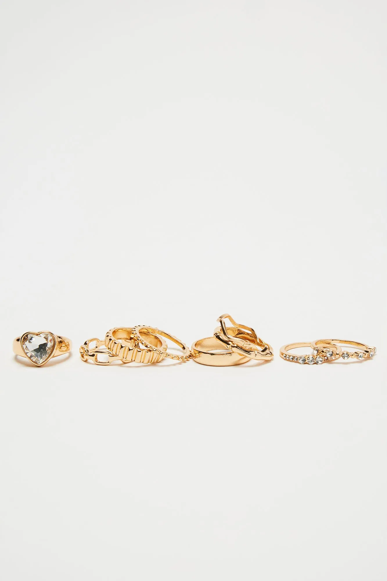 Heart From Haven 9 Piece Ring Set - Gold/Clear