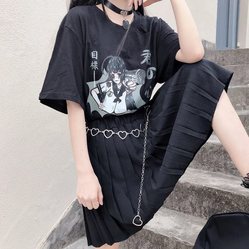 JAPANESE DARK FASHION COMIC BLACK T-SHIRT BY77788