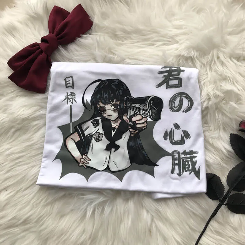 JAPANESE DARK FASHION COMIC BLACK T-SHIRT BY77788