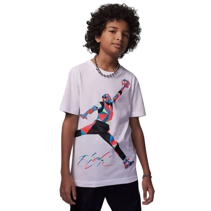 Jordan short sleeve t-shirt with Jumpman print for boys Heirloom 95C984-001 white