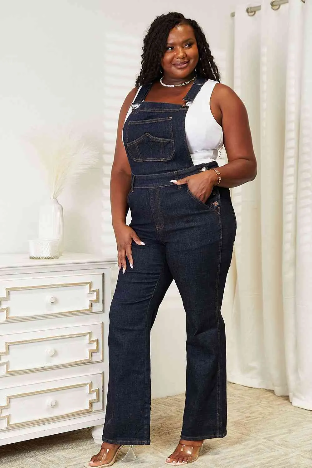 Judy Blue, High Waist Classic Overall Wide Leg Jeans