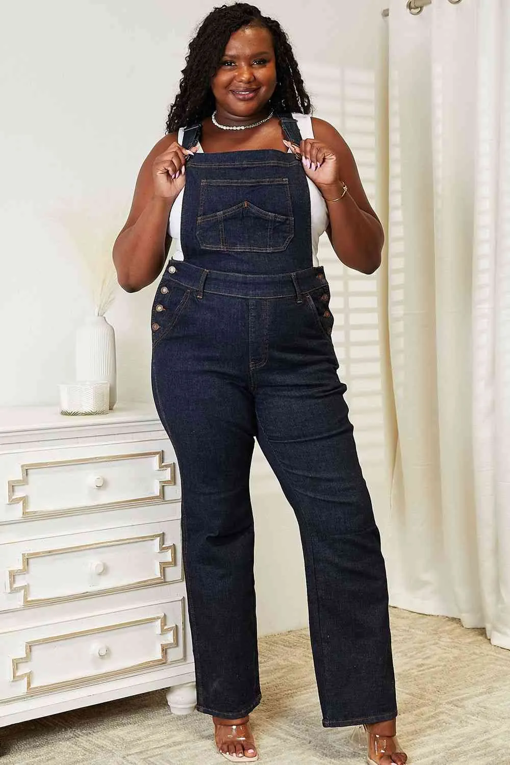 Judy Blue, High Waist Classic Overall Wide Leg Jeans