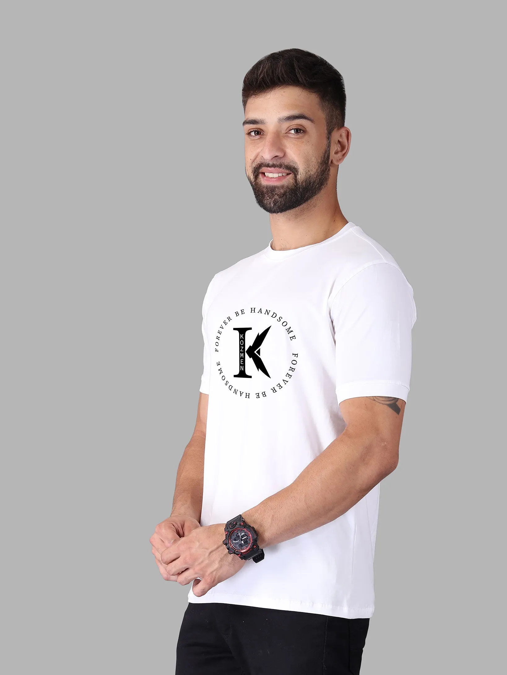 K Round Forever Be Handsome Crew Neck T-Shirt