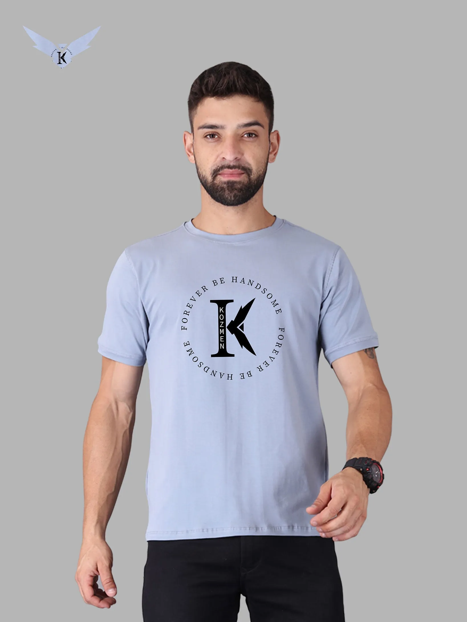 K Round Forever Be Handsome Crew Neck T-Shirt