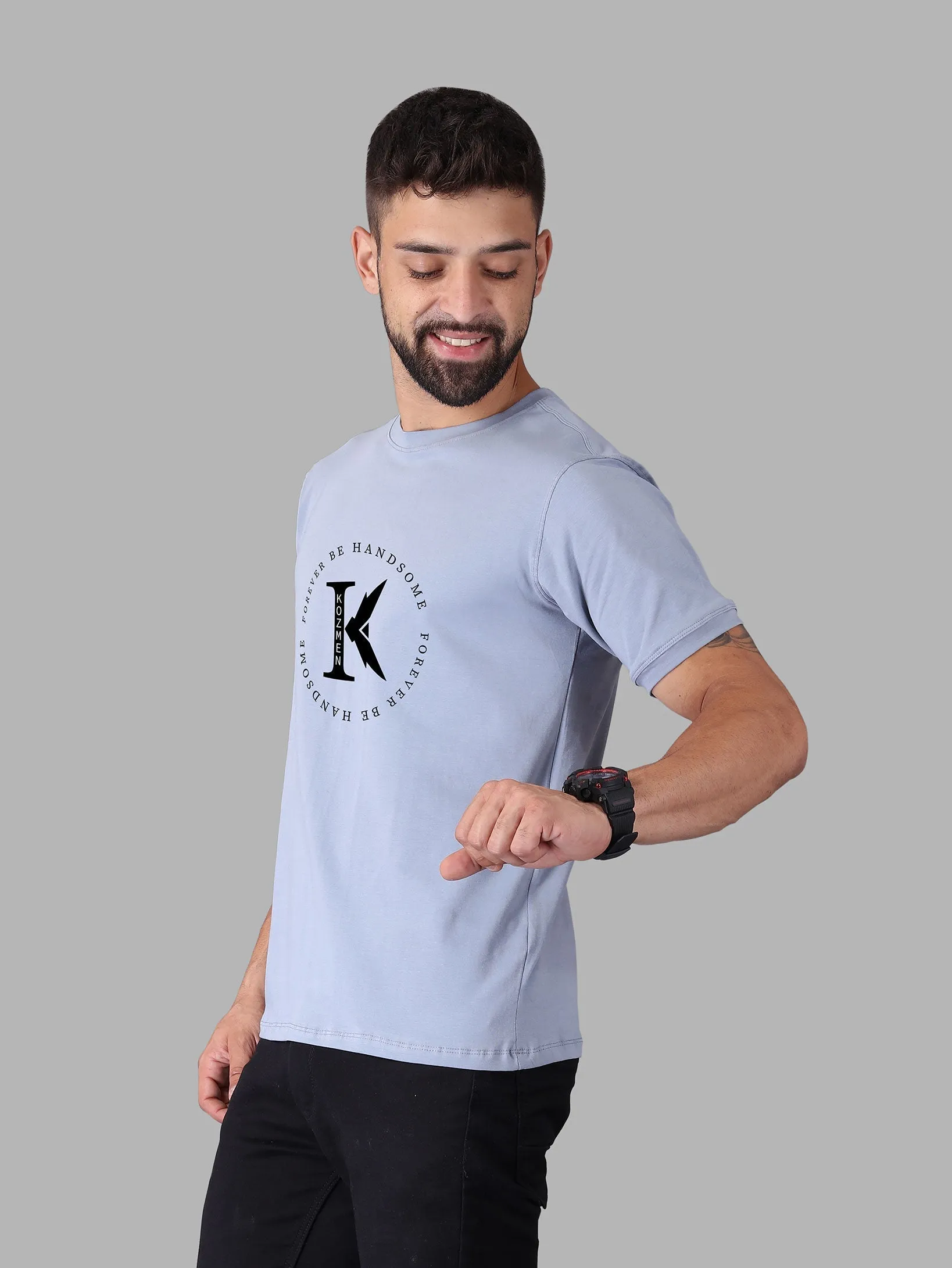 K Round Forever Be Handsome Crew Neck T-Shirt