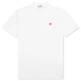 Little Red Heart Polo Shirt - White