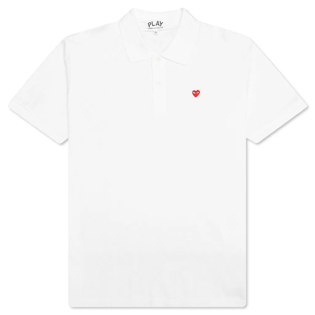 Little Red Heart Polo Shirt - White