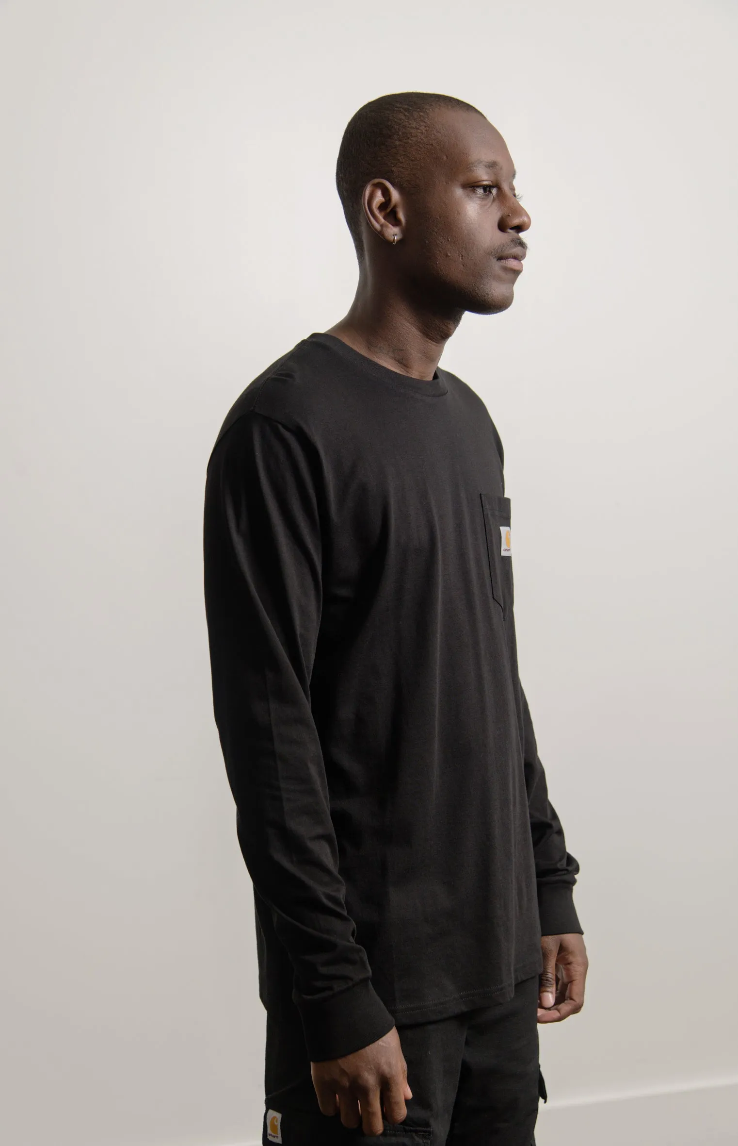 Long Sleeve Pocket Tee Black