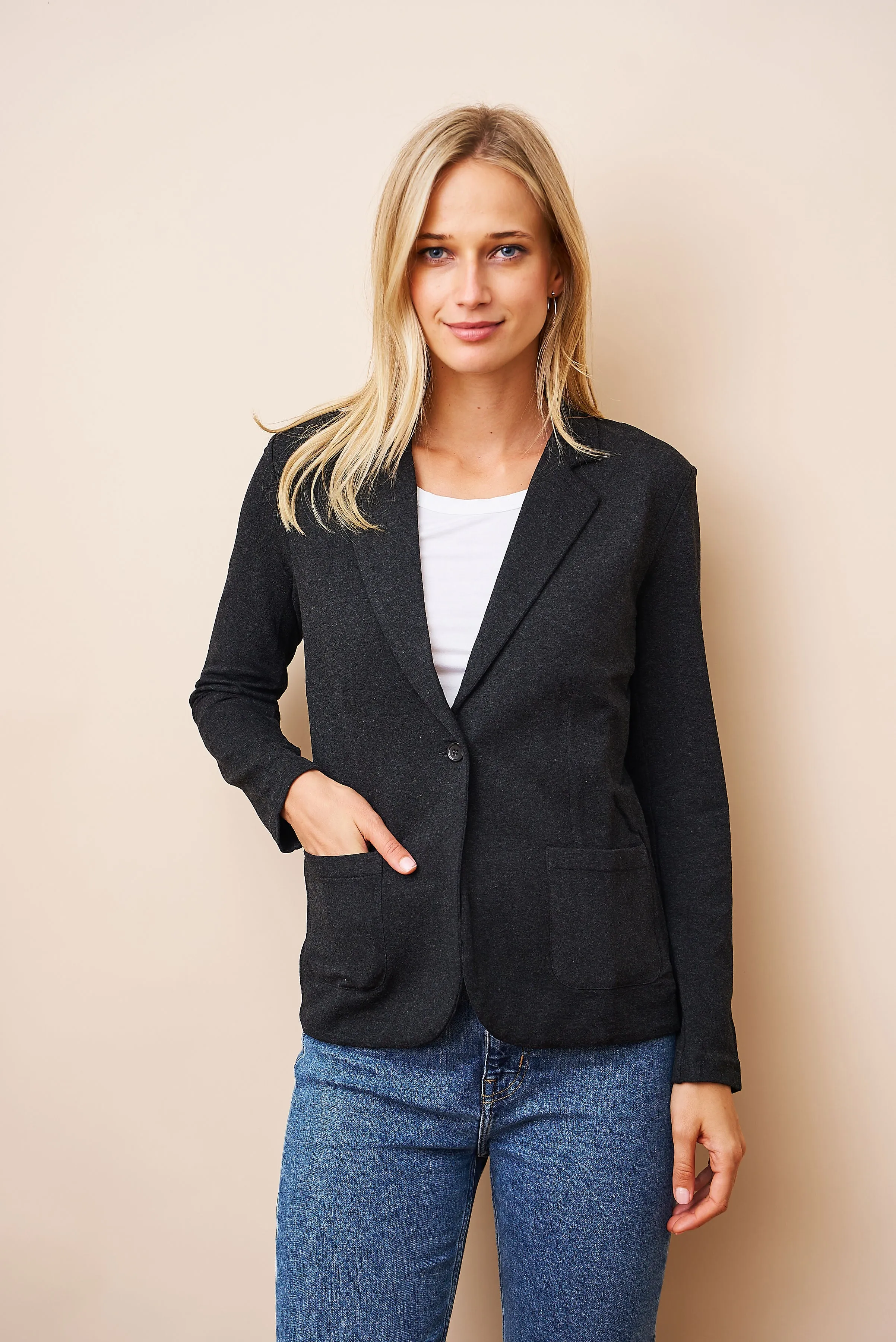 Majestic French Touch One Button Blazer in Anthracite Chine