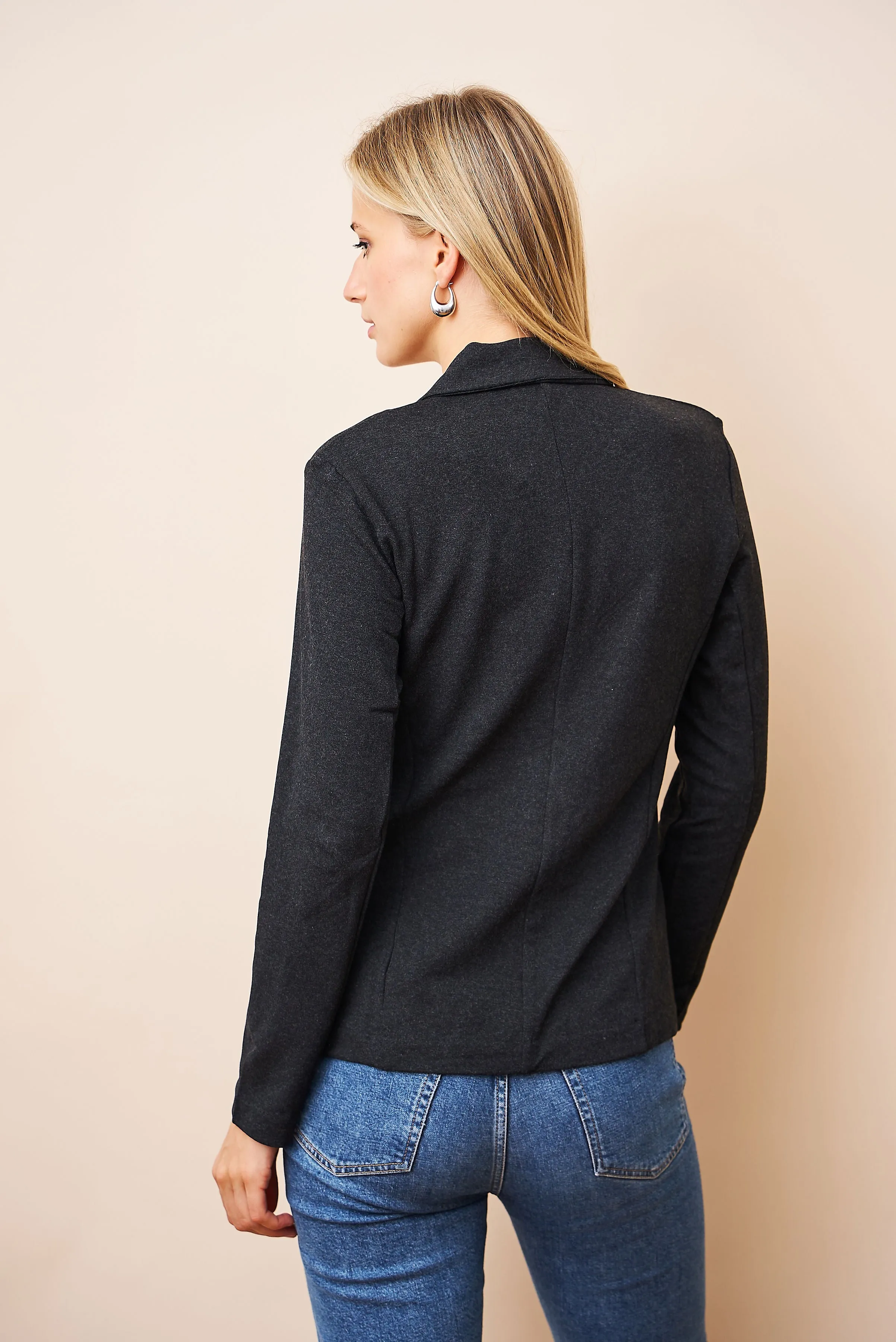 Majestic French Touch One Button Blazer in Anthracite Chine