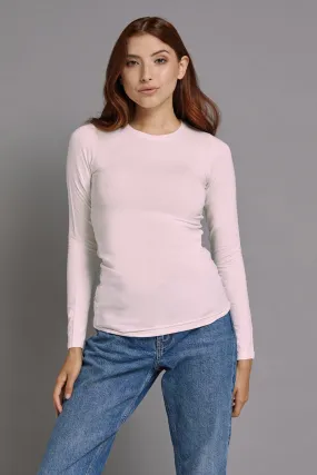 Majestic Long Sleeve Viscose Crewneck in Petale