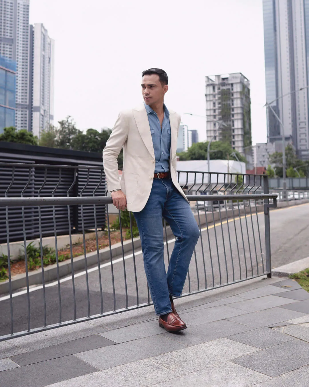 Mateo Denim Shirt - Light Blue Windsor Collar