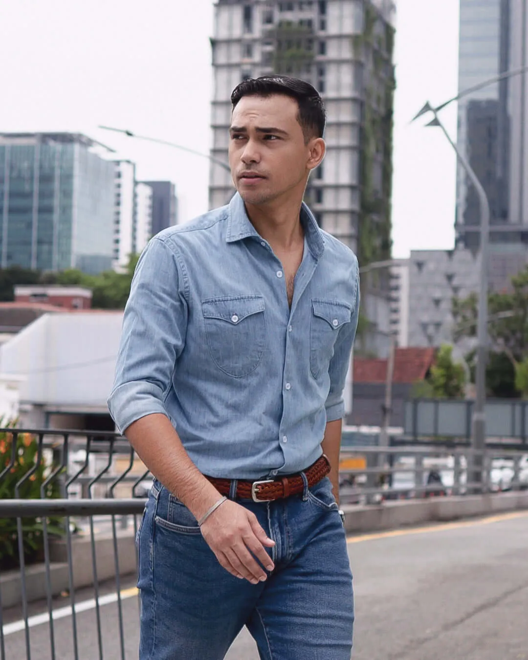 Mateo Denim Shirt - Light Blue Windsor Collar