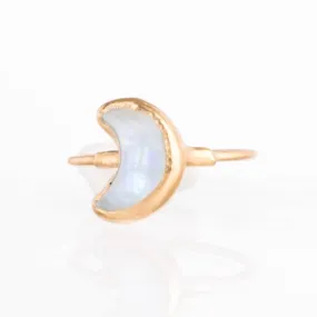 Moon Shaped Rainbow Raw Moonstone Ring