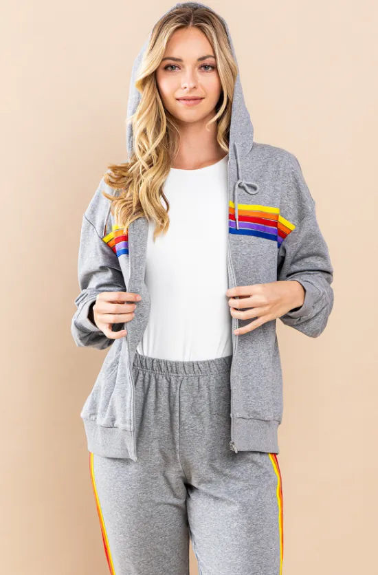 Natalie Striped Hooded Sweatshirt