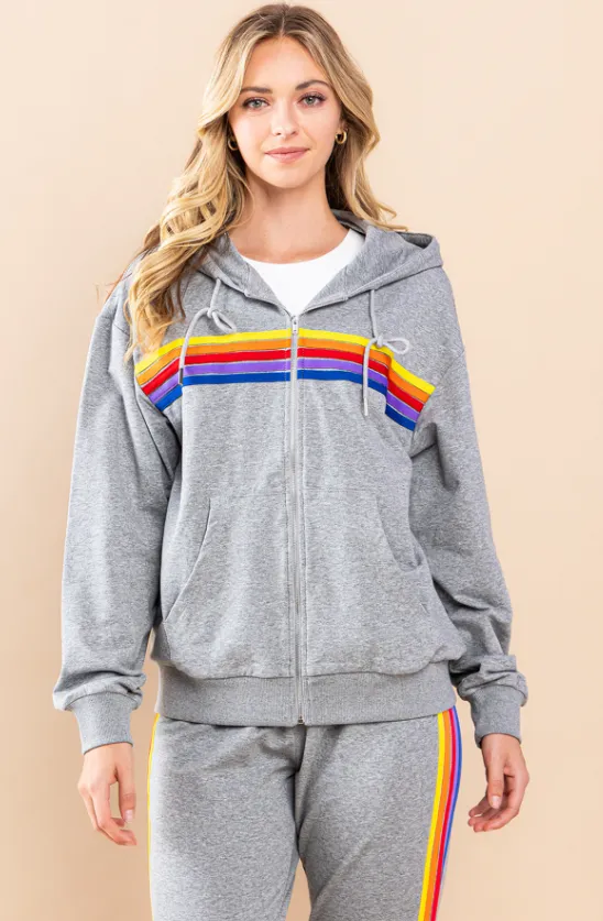 Natalie Striped Hooded Sweatshirt