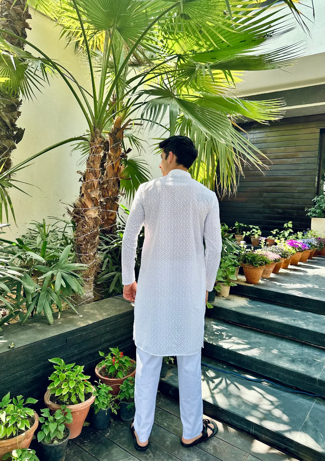 Nawab Mens Straight Machine Chikankari Kurta & Pyjama Set