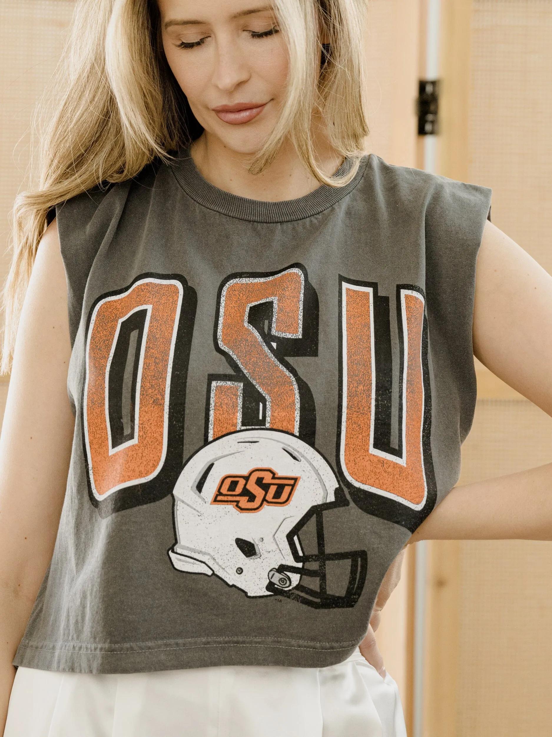 OSU Cowboys Helmet Fade Black Tank