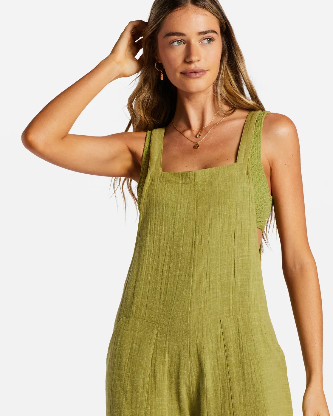 Pacific Time Strappy Jumpsuit - Green Eyes