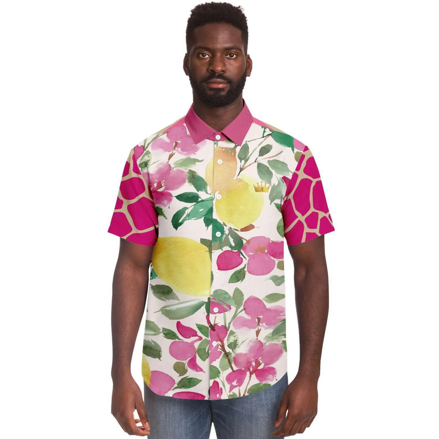 Pink Lemonade Short Sleeve Button Down Shirt