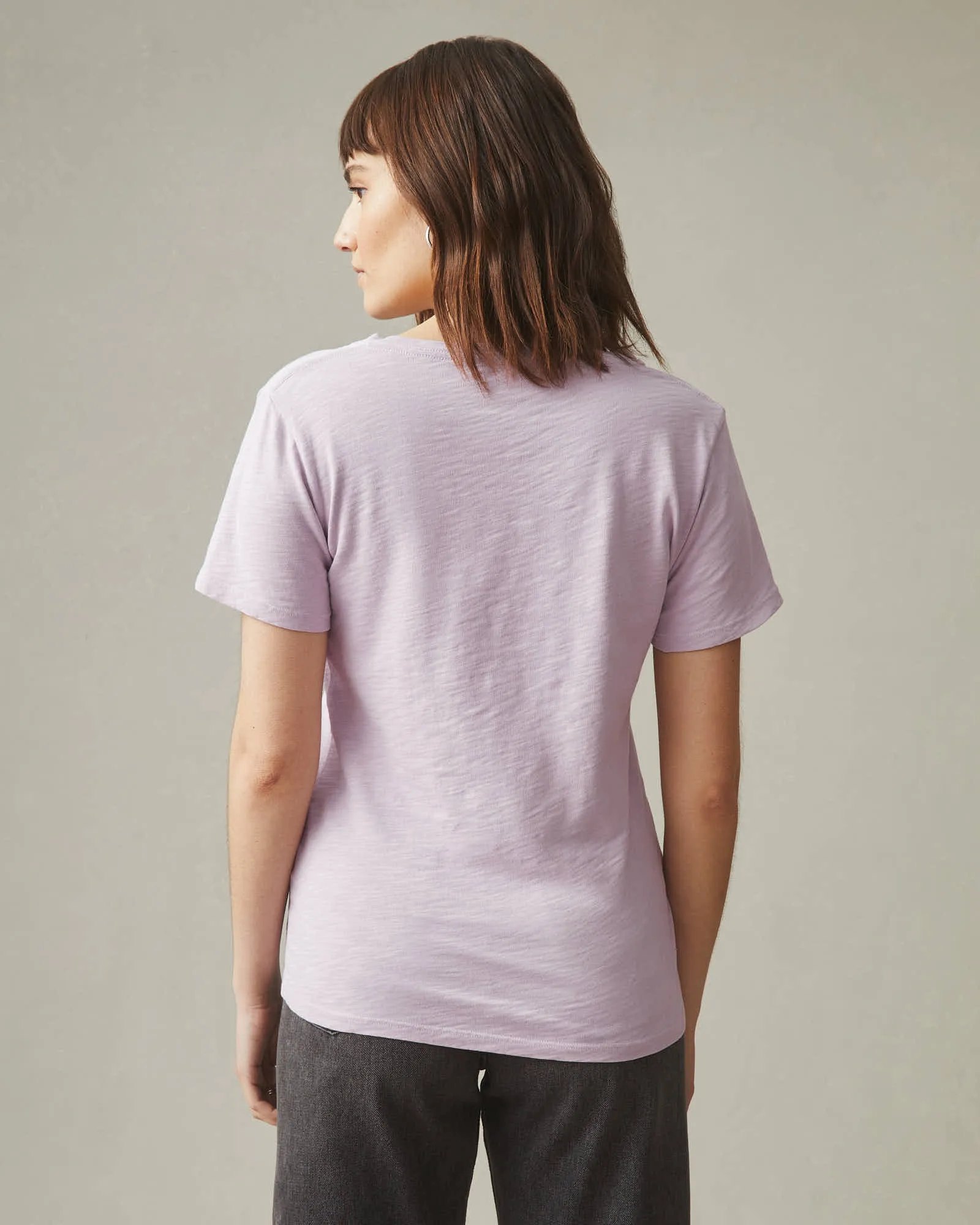 Premium Slub V-Neck Tee - Lavender Frost