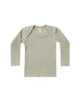 Ribbed Longsleeve Lap Tee – Sage