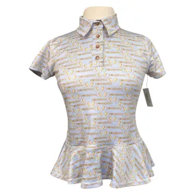 Rnner 'Noelia Peplum' Short Sleeve Polo in Pastel Equestrian - Women's Small