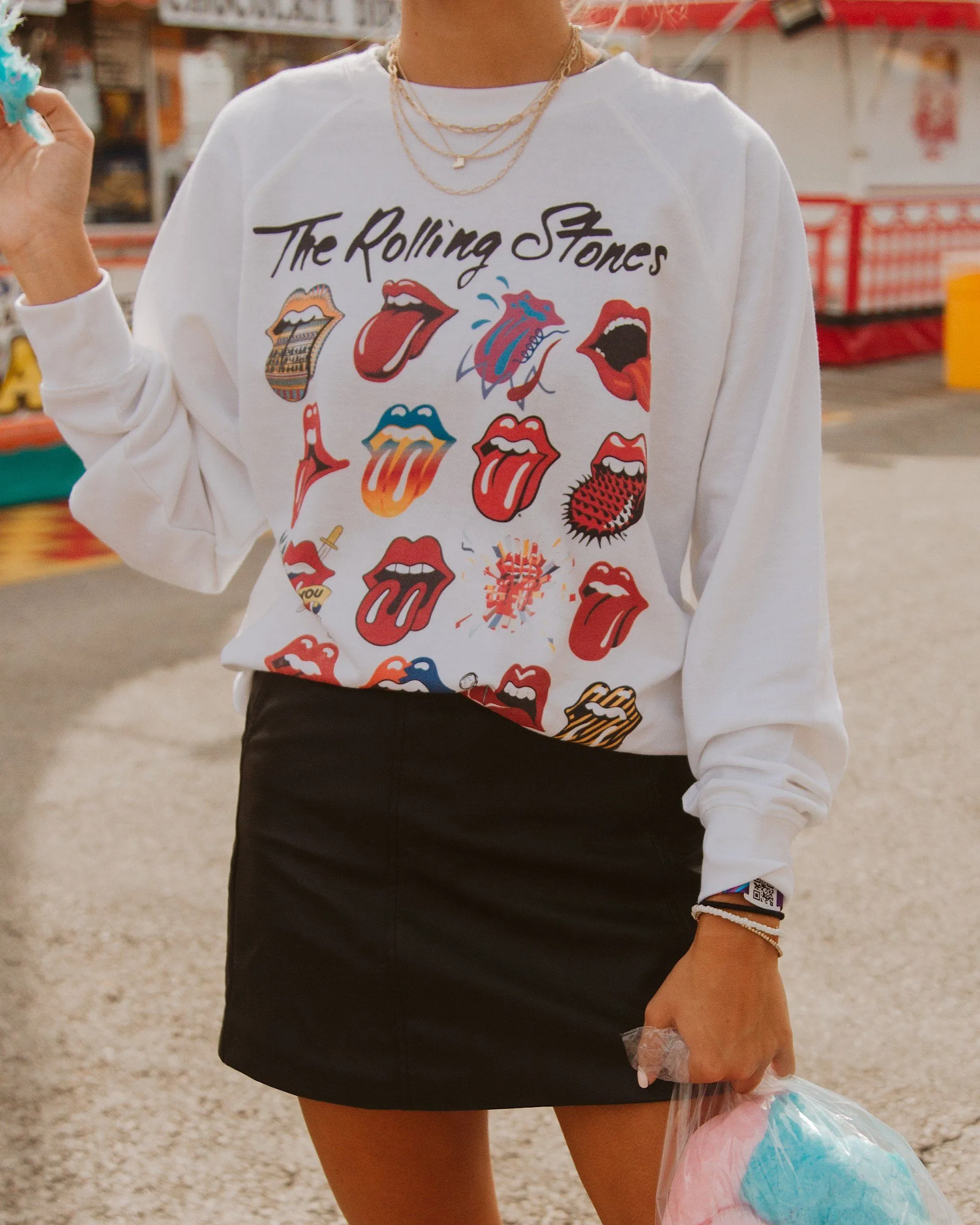 Rolling Stones Licks Over Time White Sweatshirt