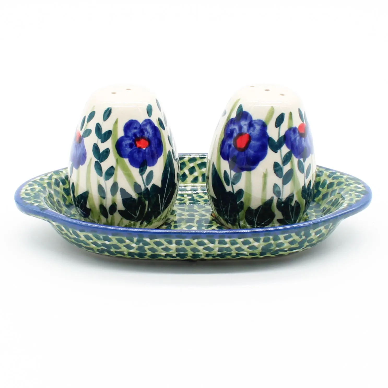 Salt & Pepper Set w/Tray in Gil's Blue