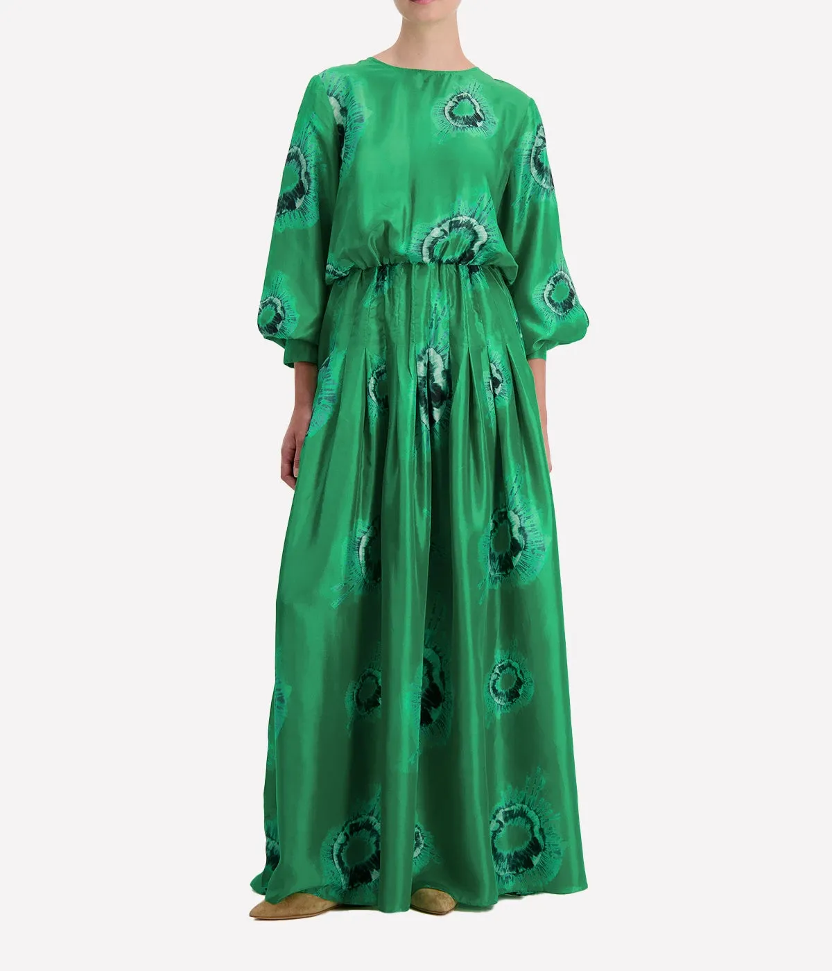 Santarcangelo Long Dress in Mint Pattern