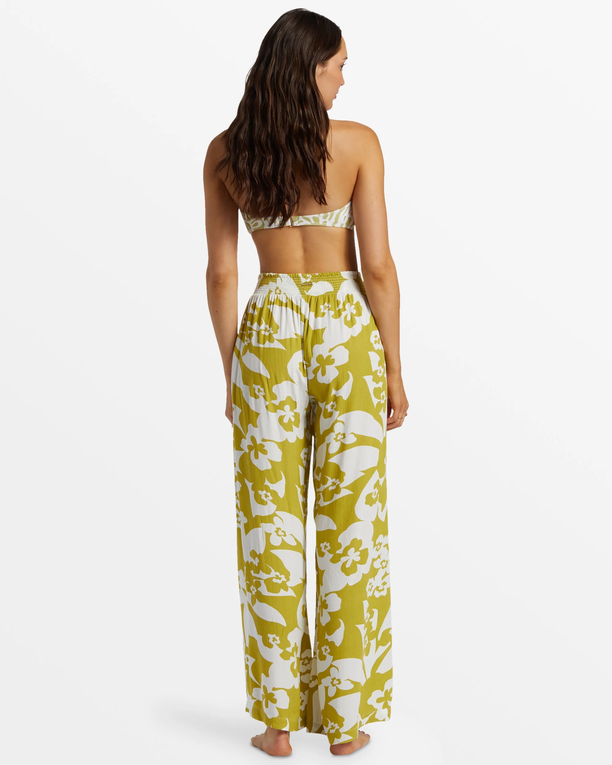 Split Spirit Floral Pants - Moss Joy