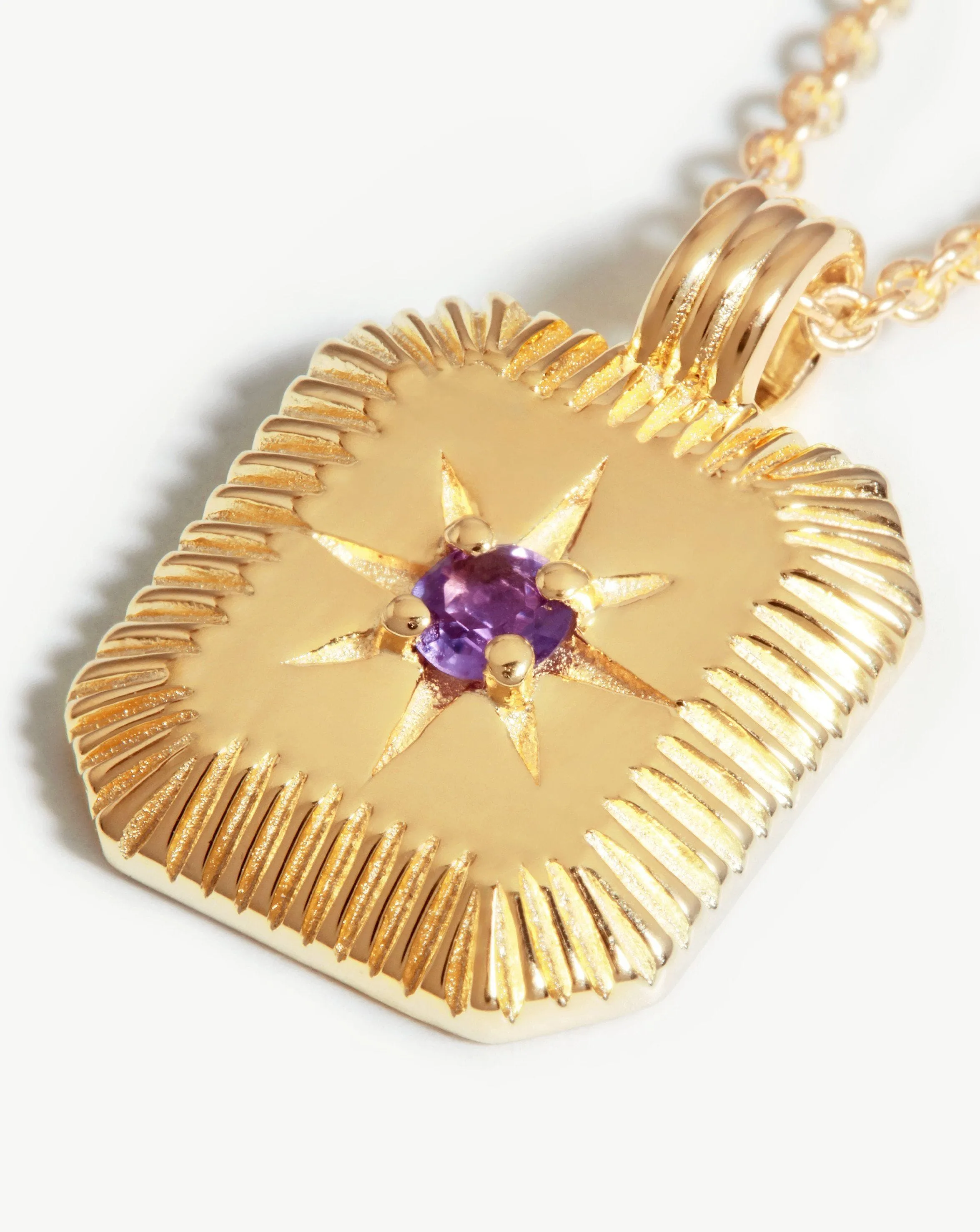 Star Ridge Birthstone Pendant Necklace | 18ct Gold Vermeil/Amethyst