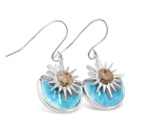 Sun Splash Earrings Larimar and Sand