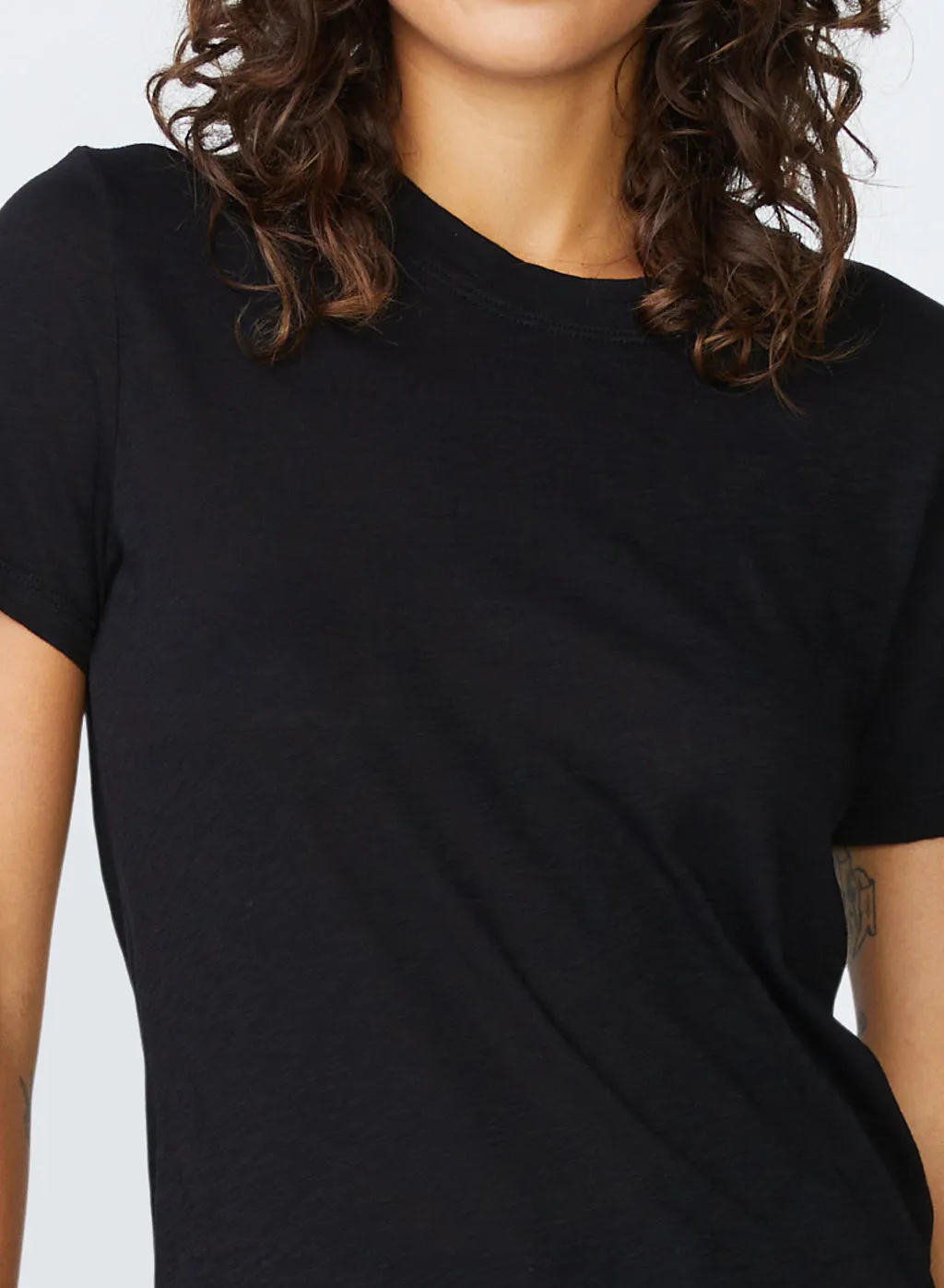 Supima Slub Jersey Short Sleeve T-Shirt in Black