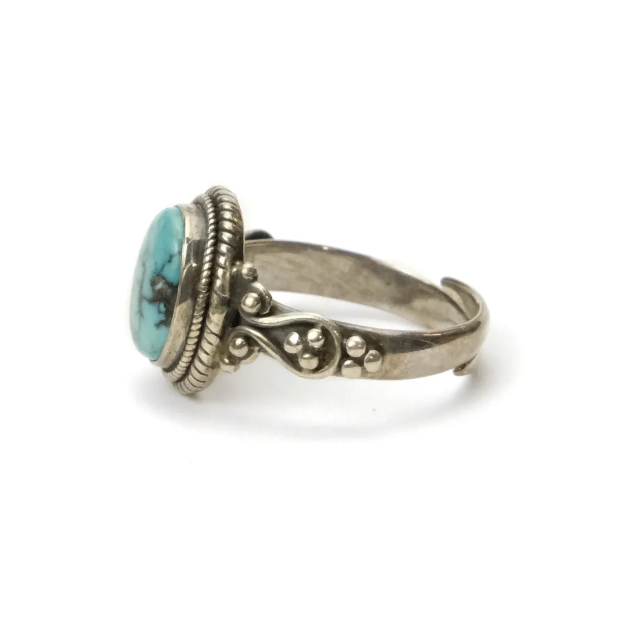 Tibetan Turquoise Sterling Silver Adjustable Ring 1