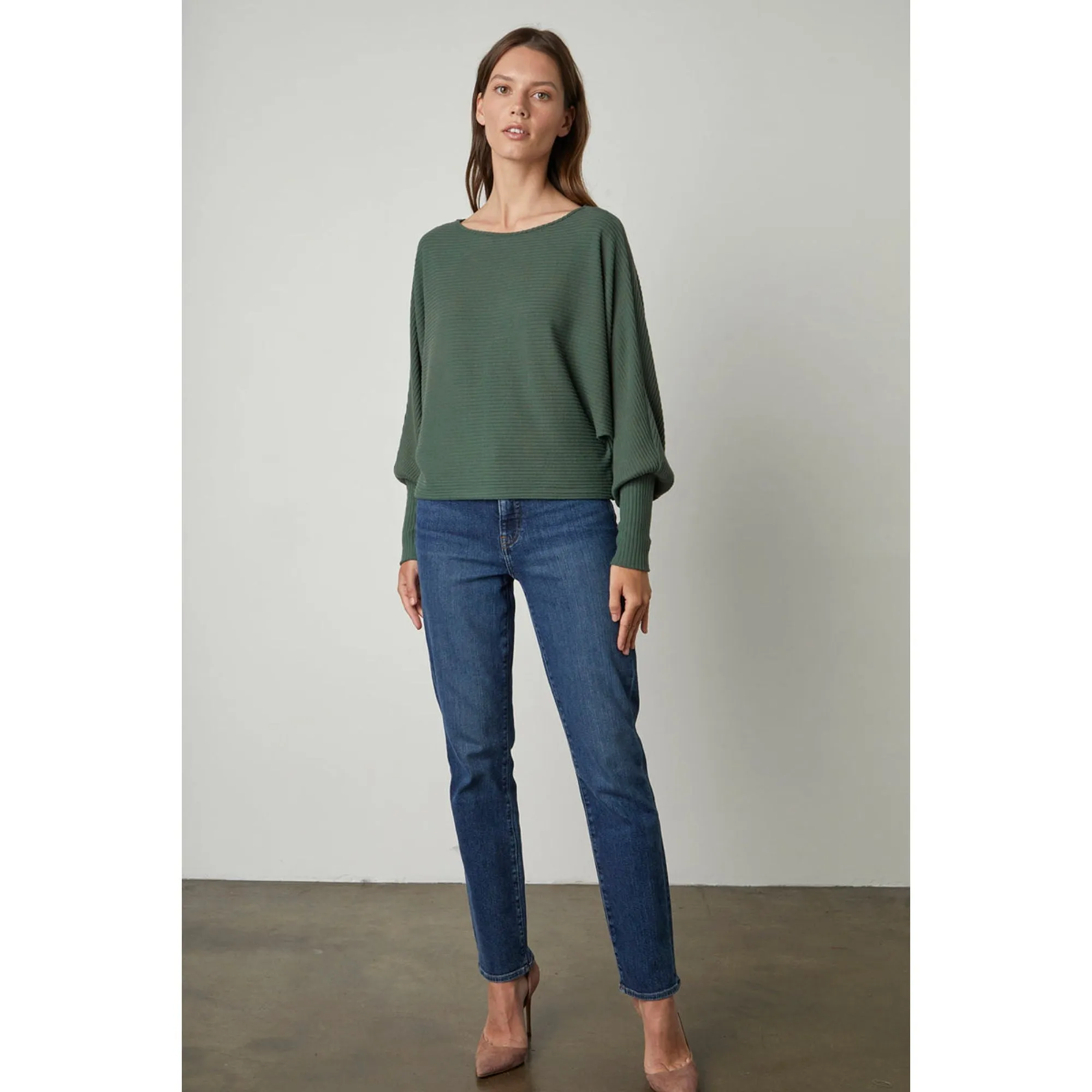 Velvet Women's Lux Rib Long Sleeve Sweater - CYPRESS