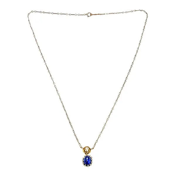 Vintage Sapphire & Diamond Pendant Necklace