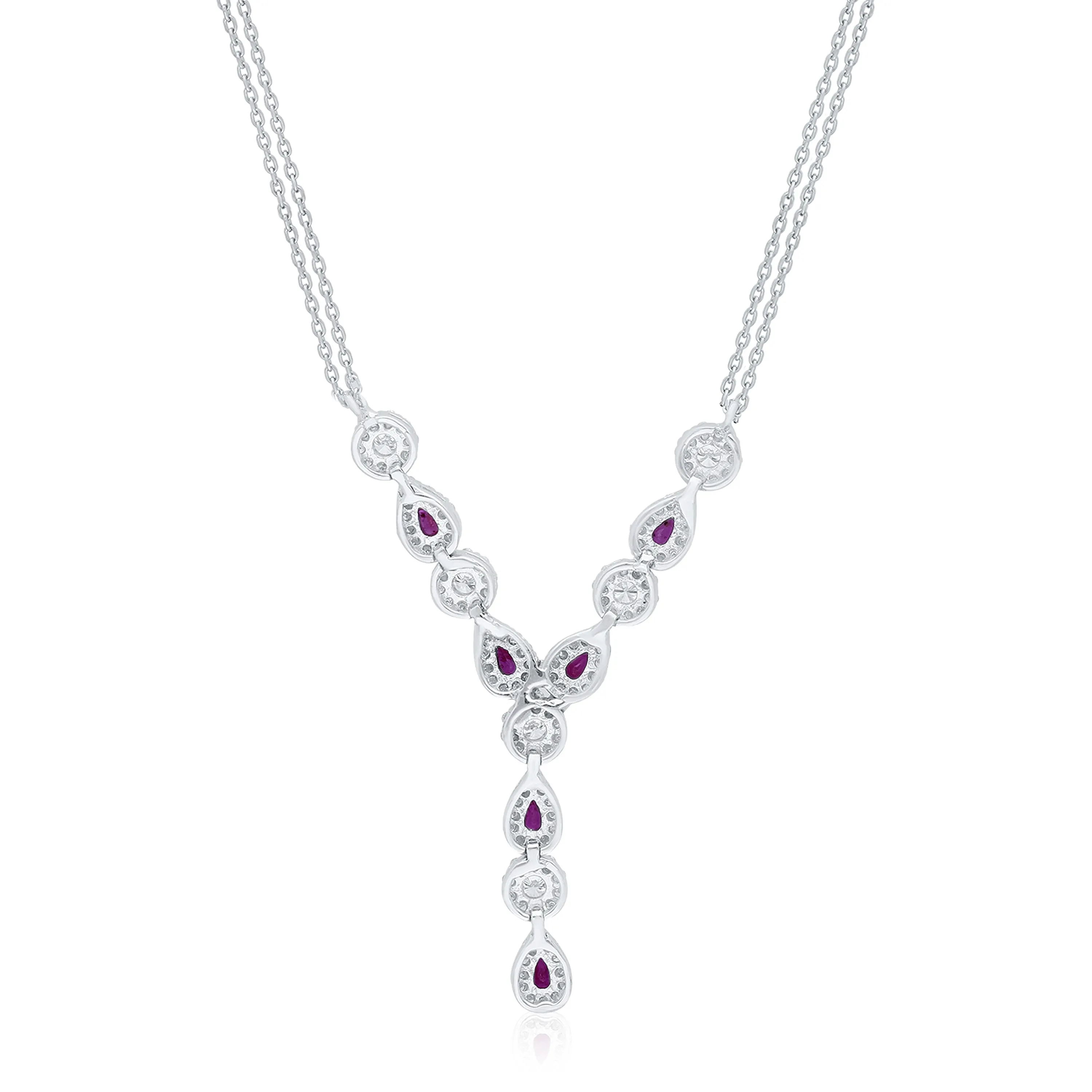 White Gold Ruby & Diamond Heirloom Necklace