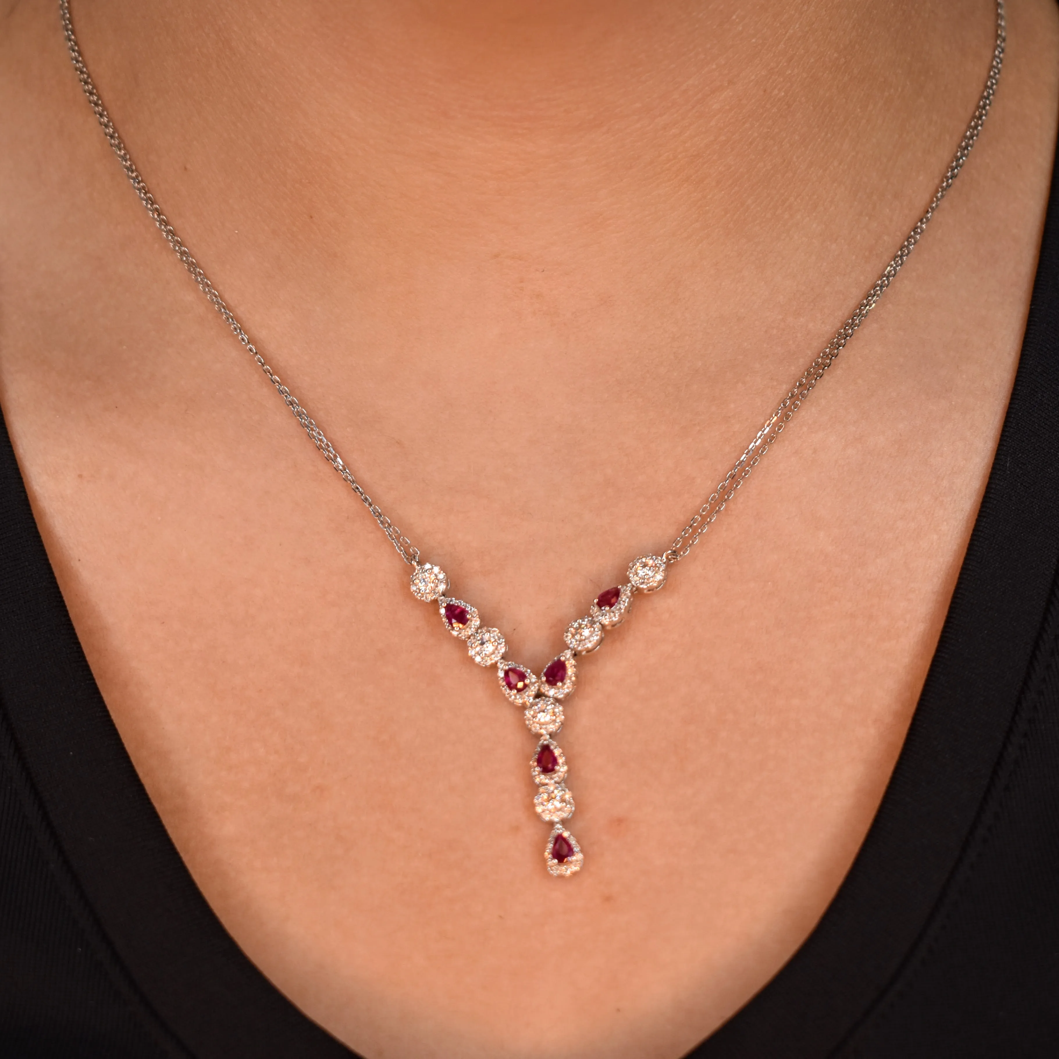 White Gold Ruby & Diamond Heirloom Necklace