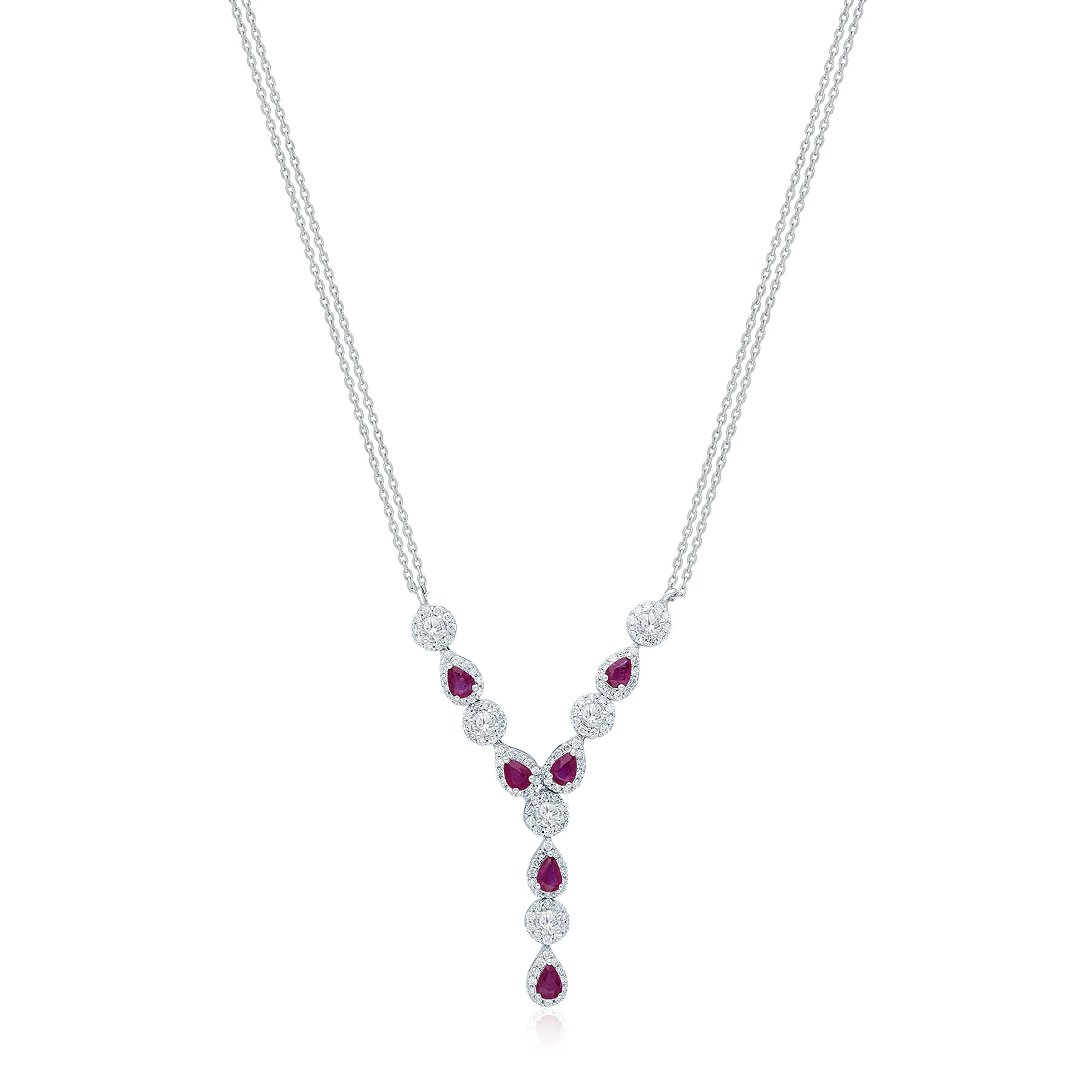 White Gold Ruby & Diamond Heirloom Necklace