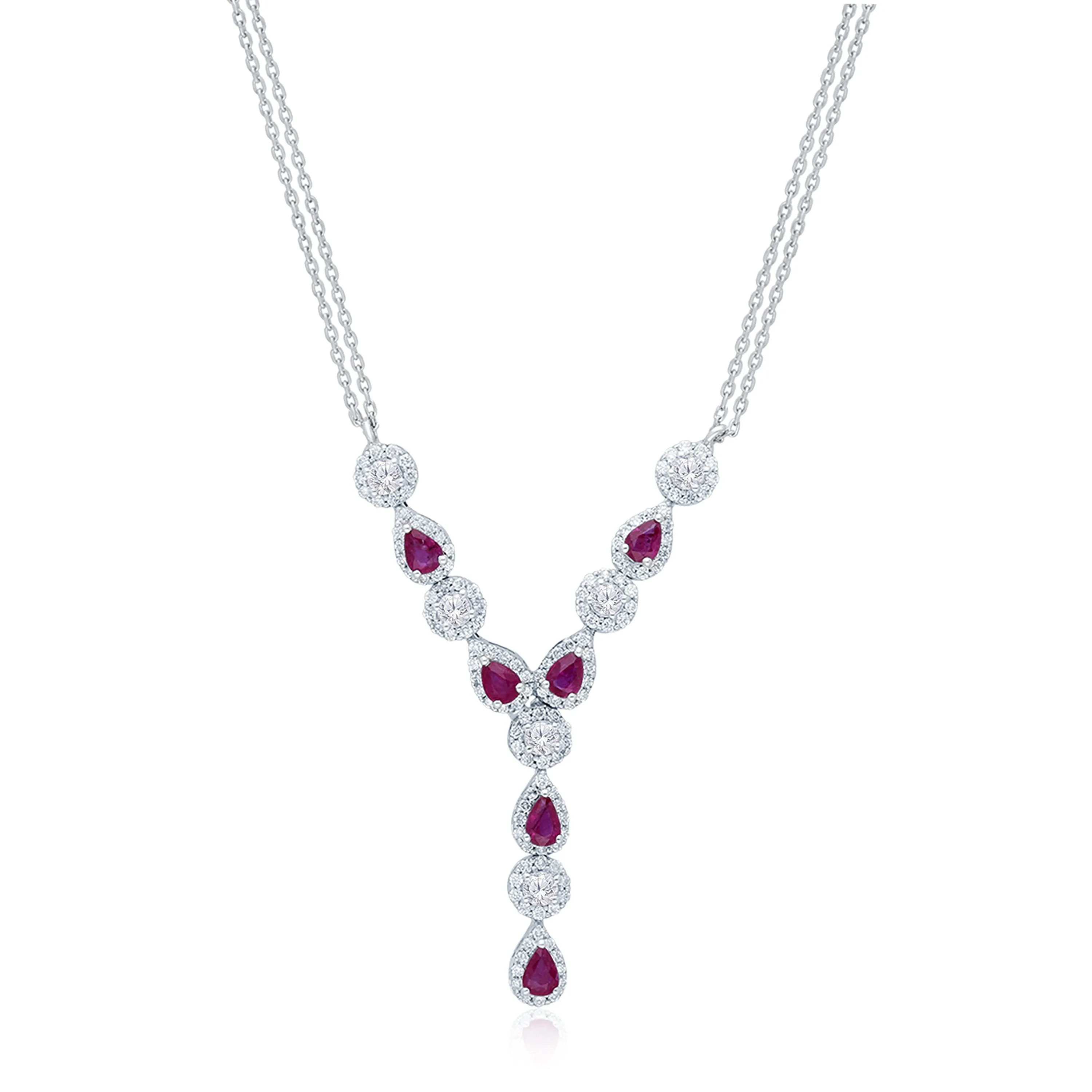 White Gold Ruby & Diamond Heirloom Necklace