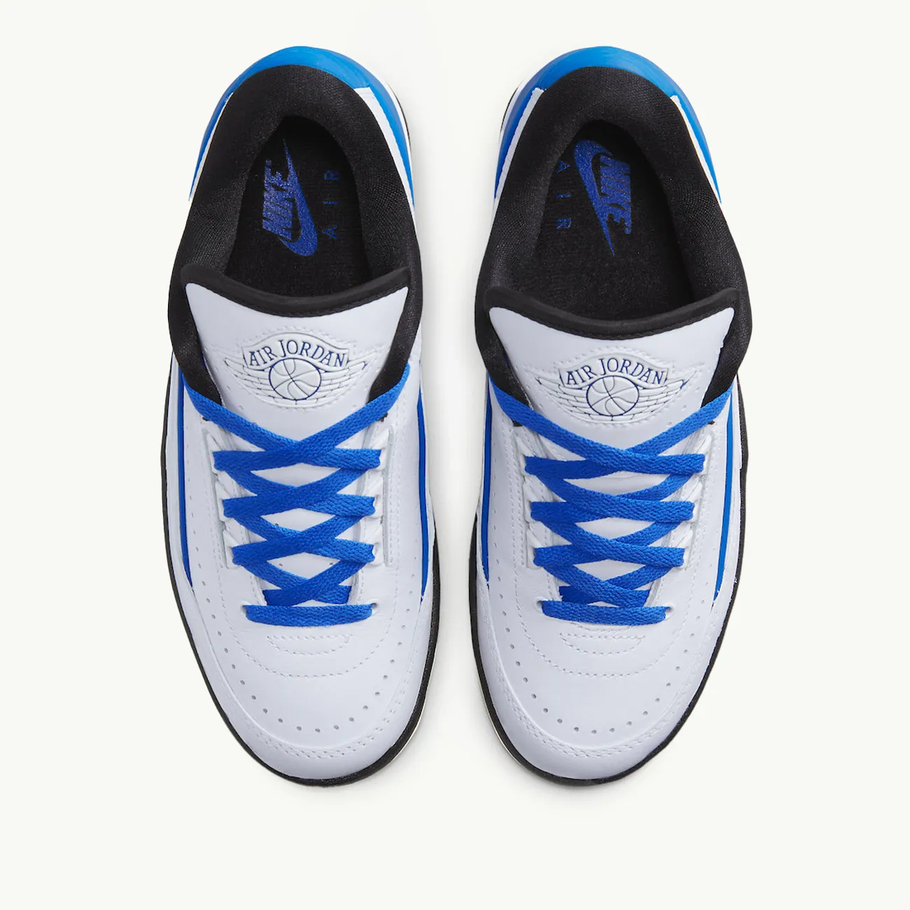 WOMENS AIR JORDAN 2 RETRO LOW WHITE VARSITY ROYAL BLACK MUSLIN