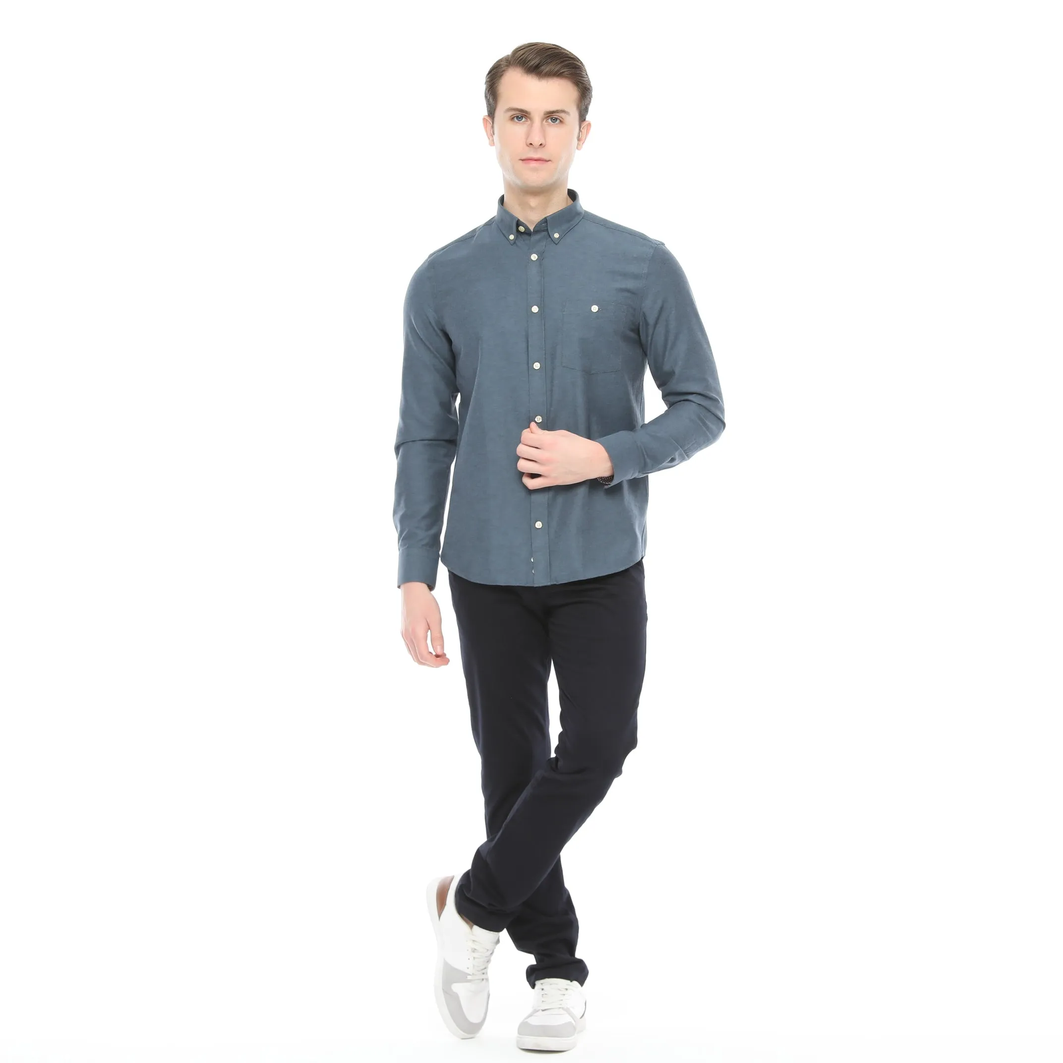 Xact Mens Button Down Oxford Shirt - Long Sleeved