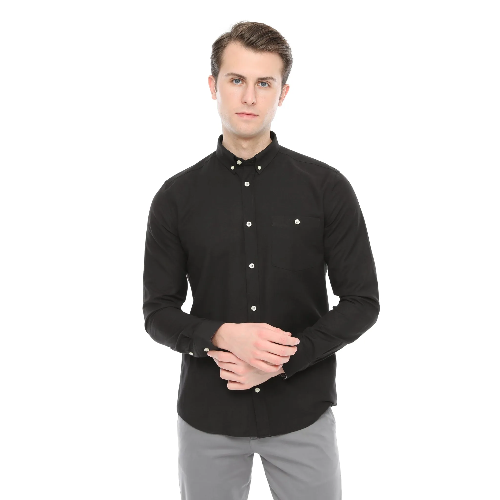 Xact Mens Button Down Oxford Shirt - Long Sleeved