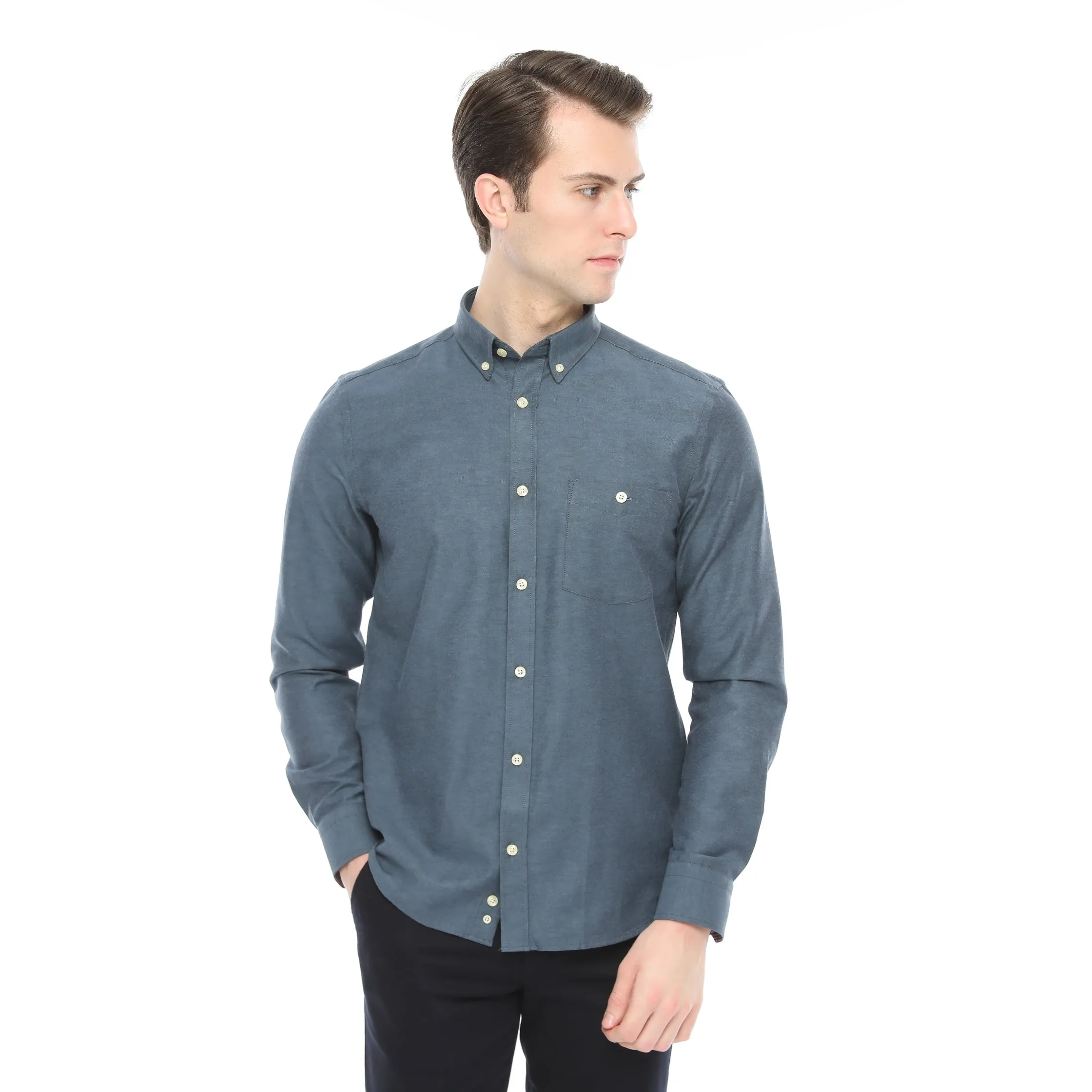 Xact Mens Button Down Oxford Shirt - Long Sleeved